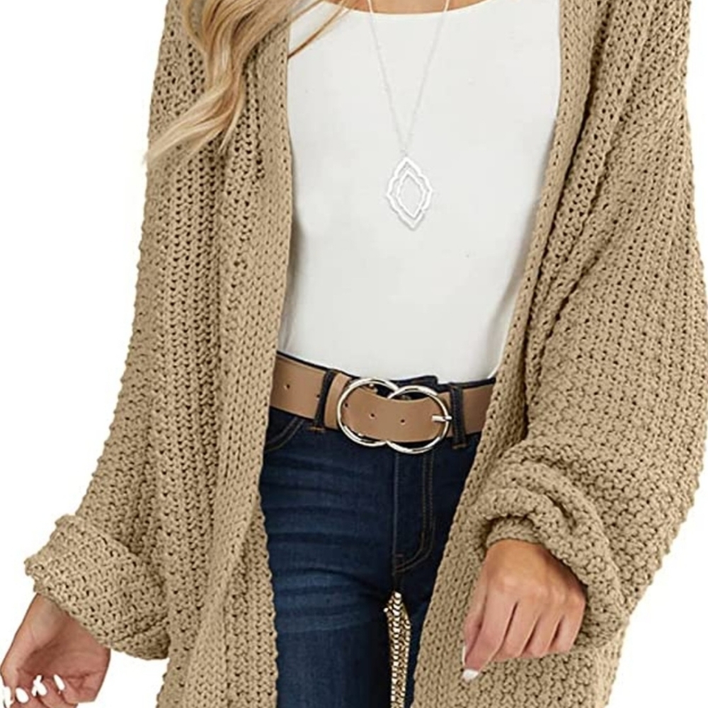 Merokeety Chunky Knit Sweater/Cardigan -Khaki